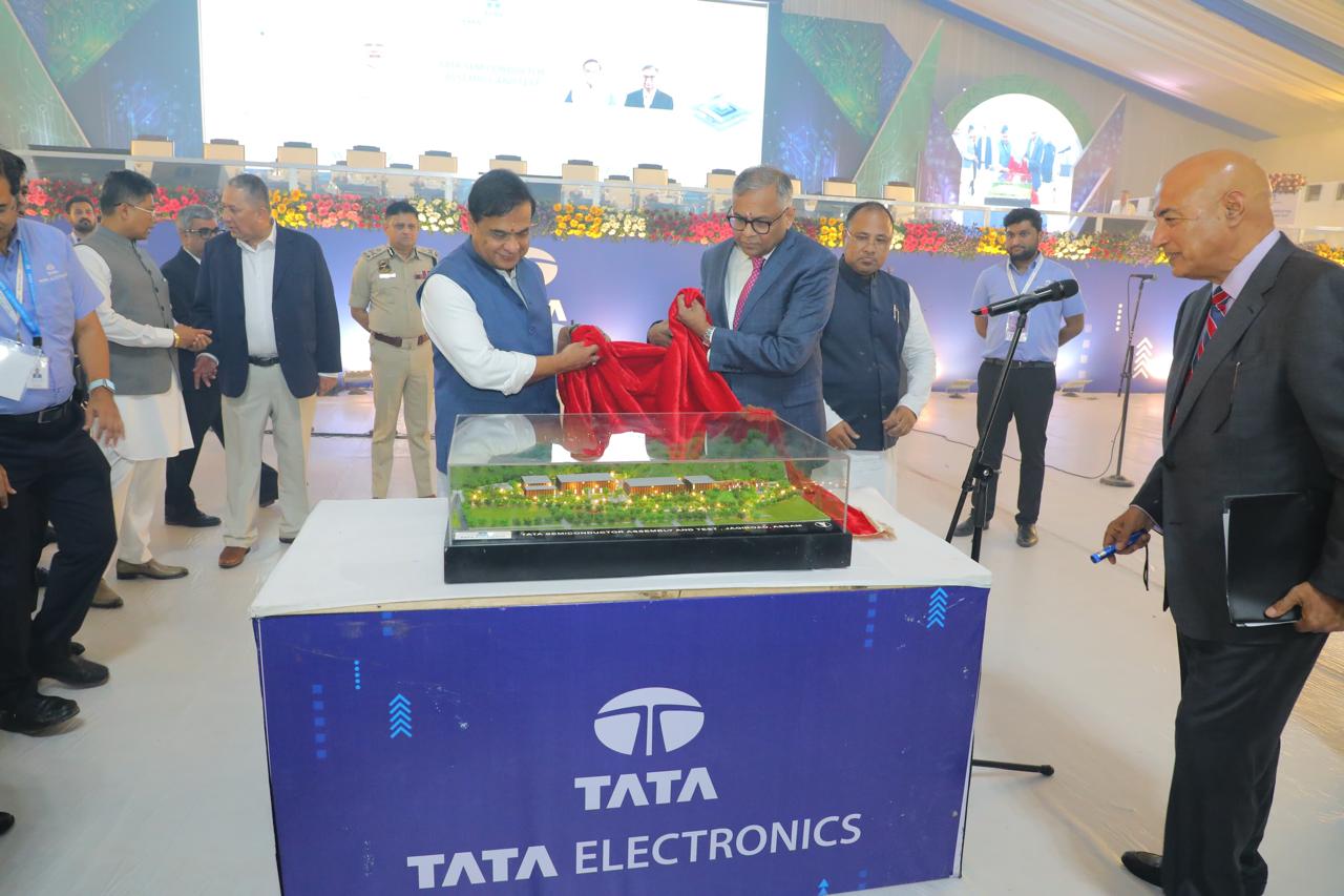 Bhumi Pujan of the Tata Semiconductor facility in Jagiroad along with Chairman of Tata Sons, Shri N Chandrasekaran